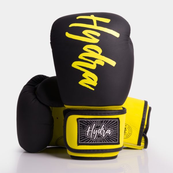 Hydra Signature Matte Black & Yellow Muay Thai Boxing Gloves